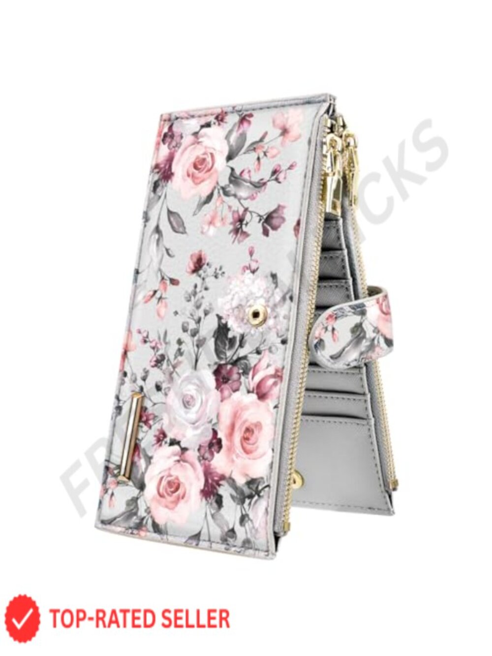 Womens RFID Blocking Leather Bifold Wallet with 19 Card Slots